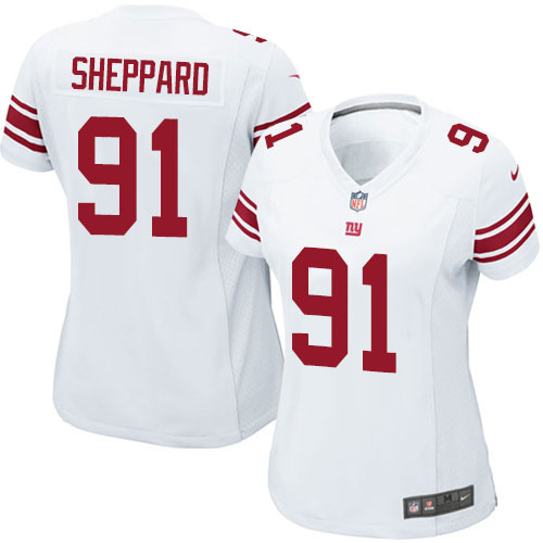 Women's Elite Kelvin Sheppard Nike Jersey White Road - #91 NFL New York Giants